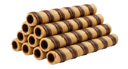 Delicious wafer rolls isolated on transparent background transparent background