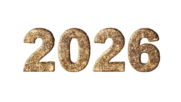 Textural gold 2026 numerals