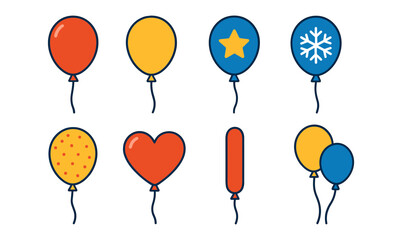 Obraz premium Colorful balloons set with various shapes and patterns for celebrations and parties