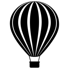 Obraz premium A simple black silhouette of a hot air balloon with a basket suspended from the envelope against a white background