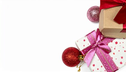 christmas gift boxes, ornament . isolated on a white background.