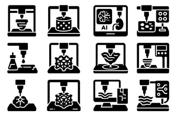 Icon digital icons bio scaffold experimental medicine vector culture printer dispenser system