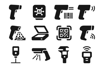 Wireless infrared data laser icon modern scanner ai barcode handheld vector