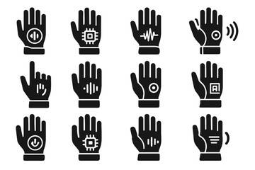 Fototapeta premium Smart ai command voice interactive iot icon handwear vector glove