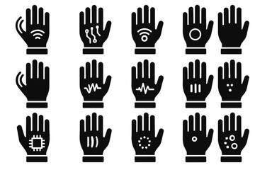 Fototapeta premium Robotic glove wearable smart handwear icon portable hand ai vector