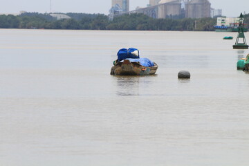 This is a boat on the river in southern Vietnam. 