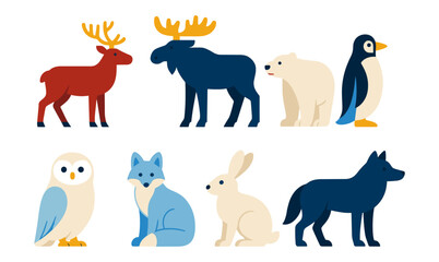 Estores personalizados com sua foto Cute animal collection: arctic and forest creatures in minimalist design