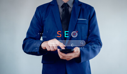 SEO, Data Search Technology, Search Engine Optimization searching for information. Using Search Console with your website. Finding data.