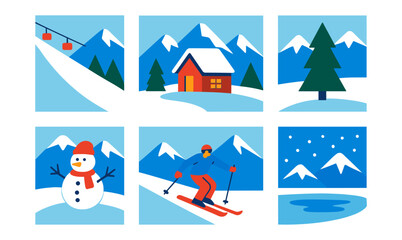 Winter activities and alpine landscapes featuring snowy mountains and skiing adventure