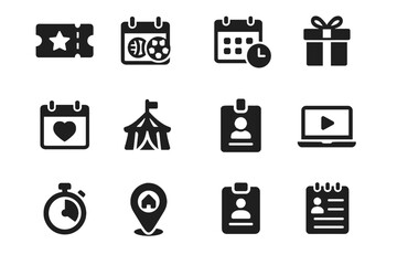 Timer concert vector meeting tracker set event log festival icon reminder