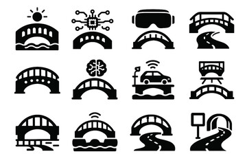 Icon futuristic vehicle floating vr sensor smart holographic signage vector bridge icons
