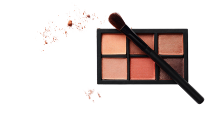 Makeup eyeshadow palette with brush and loose powder