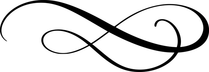 Swirl vector ornament, line style flourish. Vintage Filigree calligraphy ornamental curls. Decorative retro design element for menu, certificate diploma, wedding invitation card, outline text divider