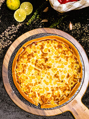 Delicious corn cheese pizza with golden melted cheese and sweet corn topping.