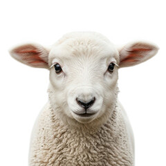 Adorable baby lamb face portrait captures gentle innocence and farm animal charm transparent background