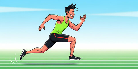 Fototapeta premium Energetic Man Sprinting Fast in a Race or Exercise 