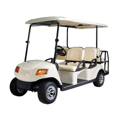 Cream-colored electric golf cart with four passenger seats