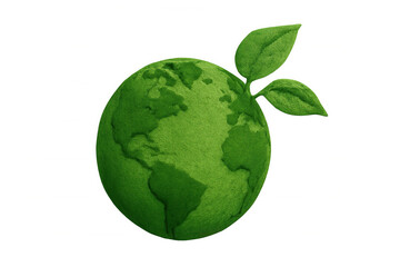 Green planet earth with verdant grass, symbolizing environmental sustainability against transparent backdrop