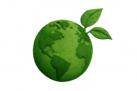 Green planet earth with verdant grass, symbolizing environmental sustainability against transparent backdrop