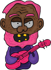 Naklejka premium Hand-drawn cartoon illustration of a humorous caricature resembling a famous person. Playful and exaggerated features create a lighthearted, funny, and smile-inducing image. Perfect for editorial