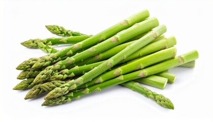 Fresh asparagus with green stalks pointed tips crisp texture organic healthy vegetable isolated on white background
