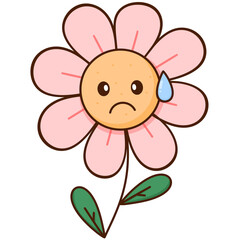 Icon flower cartoon sad