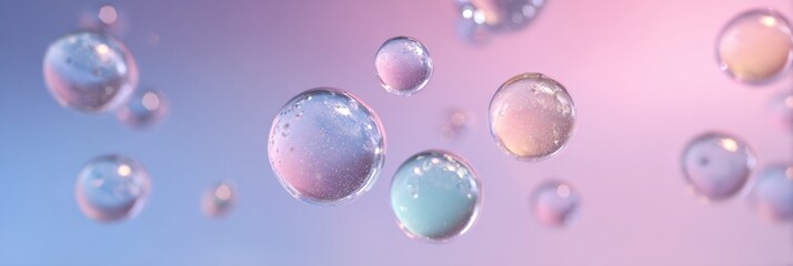 Colorful Bubbles Floating in a Soft Pastel Background During a Calm and Serene Atmosphere