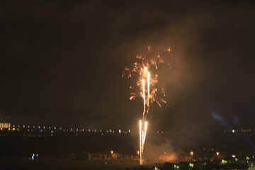Swanbay Dong Nai Vietnam -  2nd September 2025 -  National Day celebration fireworks. The day to honor the country and the people of Vietnam. 