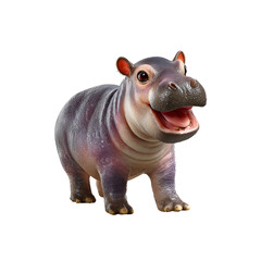 Fototapeta premium Playful Hippo's Charm: Captivating studio shot showcases a baby hippo, its vibrant colors and cheerful demeanor radiating a playful aura.
