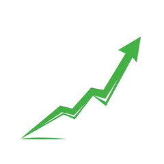 Green upward trending arrow graph with jagged line on black background increase isolated on a transparent background