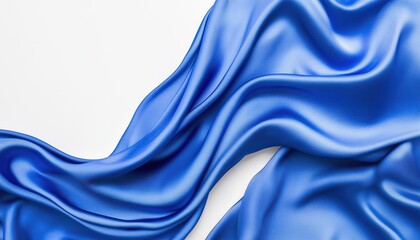 Obraz premium Elegant White Background With Blue Silk Fabric Overlay, Ideal For Copy Space. Sophisticated Design For Creative Projects And Presentations.