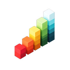 Naklejka premium 3D bar chart icon, subtle perspective effect, flat shading, white background