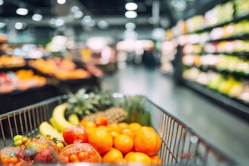 blurred background of a supermarket