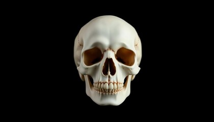 Fototapeta premium Clean white skull against stark black backdrop, vanitas, morbid