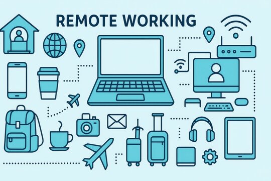 Remote working and travelling vector design representing digital nomad lifestyle and freelance job