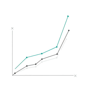Multiple Line Graphs Illustrating Growth Trends On A Black Background With Axes data chart isolated on a transparent background