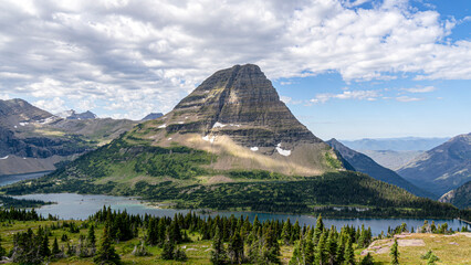 Scenic views on Hidden Lake Trail in Glacier national park, Montana, United States