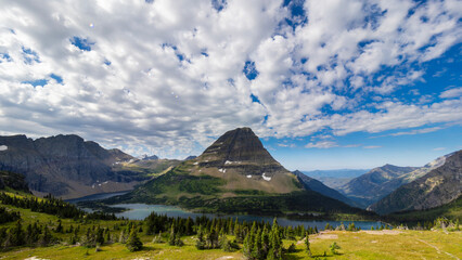 Scenic views on Hidden Lake Trail in Glacier national park, Montana, United States