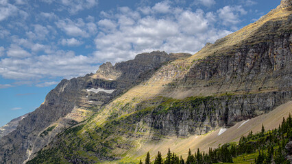Scenic views on Hidden Lake Trail in Glacier national park, Montana, United States
