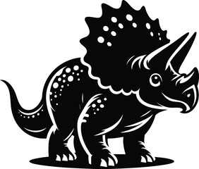 Triceratops dinosaur cartoon character vector illustration isolated on white background