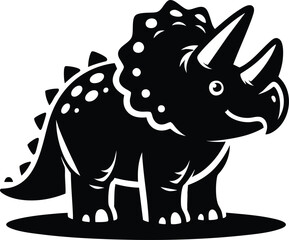 Triceratops dinosaur cartoon character vector illustration isolated on white background