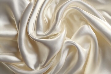 Obraz premium Lustrous cream-colored ribbed silk fabric draped in soft, elegant folds and waves.