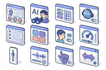 Fototapeta premium Vector icon voice translator color profile tone filter pitch panel ai theme