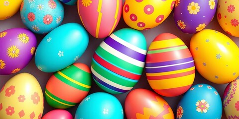 Obraz premium Vibrant vector Easter egg pattern, perfect for spring holiday designs, egg hunt, vector illustration