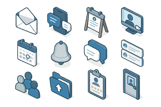 Messaging vector icon video app bubble client set virtual edtech folder scheduler