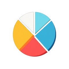 Obraz premium Pie chart icon with four segments, colorful flat vector design, white background 