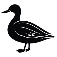 Silhouette of a Duck Black and White Illustration design