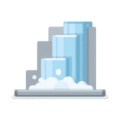 Waterfall chart icon, profit loss breakdown, clean flat vector, white background