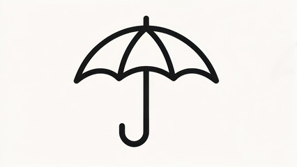 Minimalist Black Umbrella Icon on Clean White Background