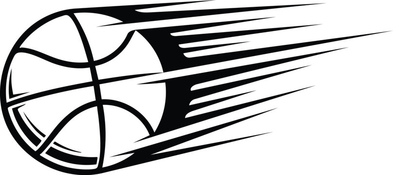 Dynamic sports graphic basketball with motion blur and speed lines for action and competition